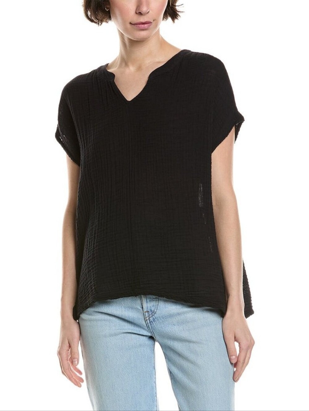 Michael Stars Womens  Naomi Gauze Top Black Small